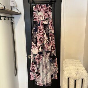 Speechless Strapless Dress Purple & Pink Floral